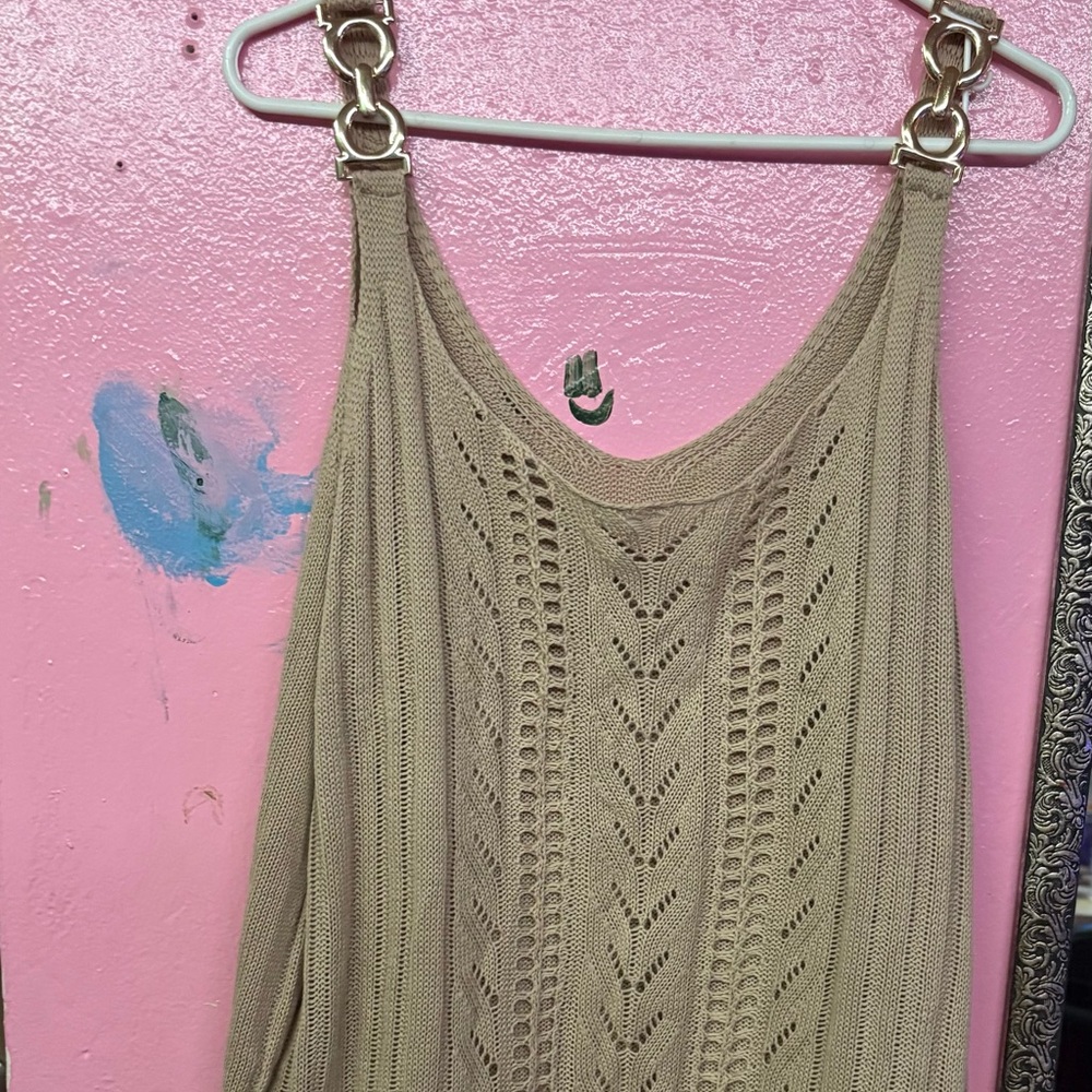 SHEIN Tan Ribbed Sleeveless Tank Top